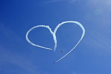 Image showing Vintage Aircraft Sky Writing Romantic Heart Shape