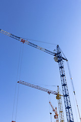 Image showing Industrial landscape, building crane against the blue sky