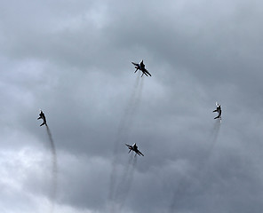 Image showing BARNAUL, RUSSIA - AUGUST 16, 2015: Aerobatic Team Russian Knight