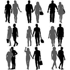 Image showing Couples man and woman silhouettes on a white background. illustration