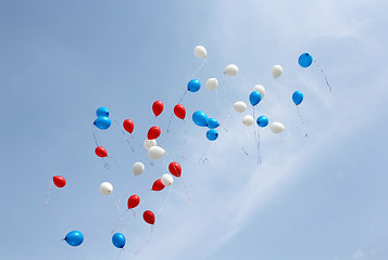 Image showing colored balloons on sky