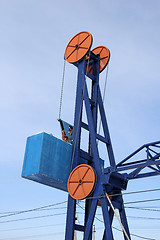 Image showing Detail of the arm of a big jib crane