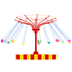 Image showing Silhouette atraktsion colorful ferris wheel. illustration