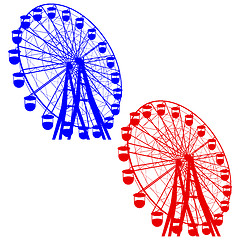 Image showing Silhouette atraktsion colorful ferris wheel. illustration