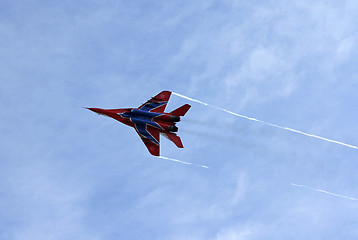 Image showing BARNAUL, RUSSIA - AUGUST 16, 2015: Aerobatic Team Russian Knight