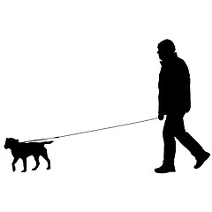 Image showing Silhouette of people and dog. illustration.