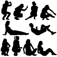 Image showing Silhouettes of people in positions lying and sitting. illustration.