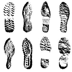 Image showing Collection  imprint soles shoes  black  silhouette. illustration