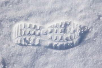 Image showing foot prints in fresh snow