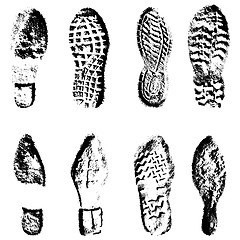 Image showing Collection  imprint soles shoes  black  silhouette. illustration