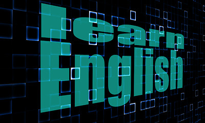 Image showing Pixelated words learn english on digital background