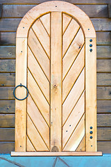 Image showing Old wooden door. Decoration.