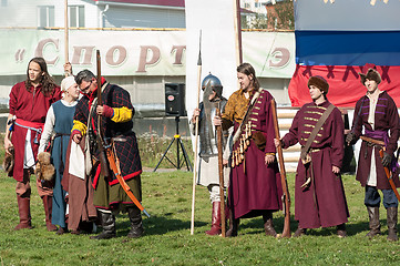 Image showing Reenactors in 18th century russian army uniform