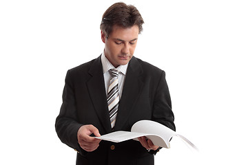 Image showing Businessman reading report or document