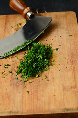 Image showing Chopping fresh dill