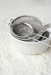 Image showing Kitchen utensils and wheat flour