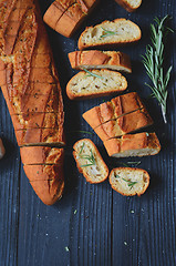 Image showing garlic bread with rosemary