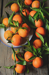 Image showing fresh mandarins with leafs