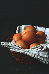 Image showing Chicken eggs on the table
