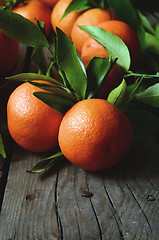 Image showing fresh mandarins with leafs