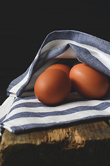 Image showing Chicken eggs on the table