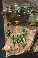 Image showing Fresh rosemary and olive oil