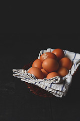 Image showing Chicken eggs on the table