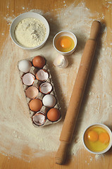 Image showing baking ingredients on a table