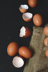 Image showing Chicken eggs on the table