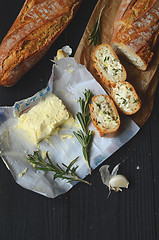 Image showing garlic bread with rosemary