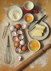 Image showing baking ingredients on a table