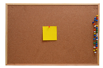 Image showing Blank notes pinned into corkboard