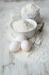 Image showing baking ingredients on a table