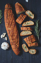 Image showing garlic bread with rosemary