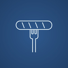 Image showing Sausage on fork line icon.