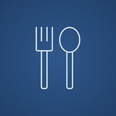 Image showing Spoon and fork line icon.