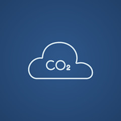 Image showing CO2 sign in cloud line icon.