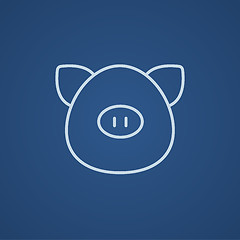 Image showing Pig head line icon.