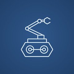 Image showing Industrial mechanical robot arm line icon.