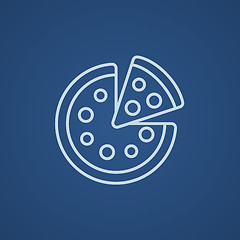 Image showing Whole pizza with slice line icon.
