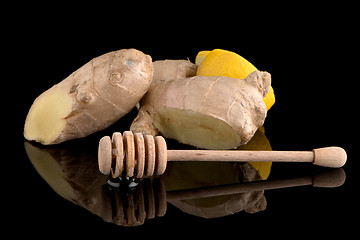 Image showing Ginger root on black