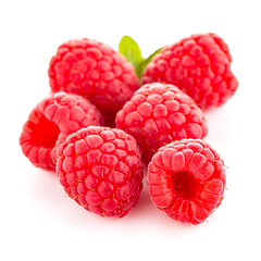 Image showing Raspberries with leaves