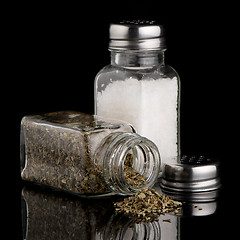 Image showing  Salt and oregano shakers