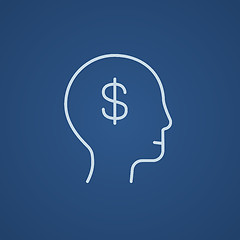 Image showing Head with dollar symbol line icon.