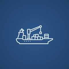 Image showing Cargo container ship line icon.