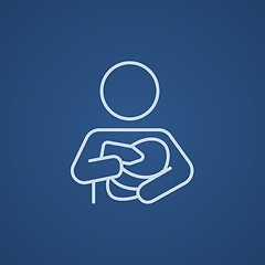 Image showing Woman nursing baby line icon.