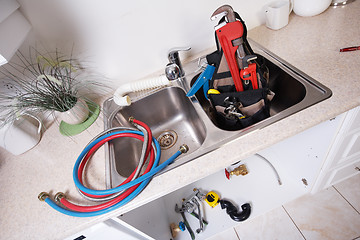 Image showing Kitchen Water tap and sink.