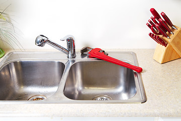 Image showing Kitchen Water tap and sink.