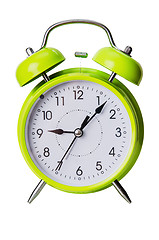 Image showing Green color clock isolated on a white 
