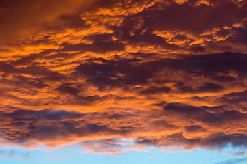 Image showing Dramatic sunset sky with clouds.